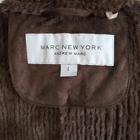 NEW Suede Faux Fur Open Vest Marc New York (L) - Picture 5 of 9